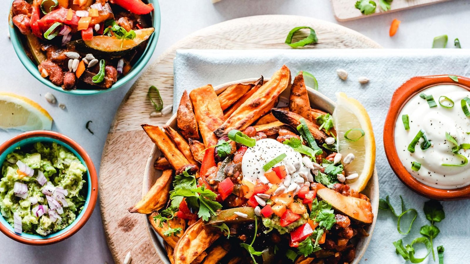 Colorful, nutritional foods combined in several dishes.