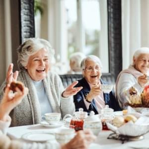 Retirees having tea.
