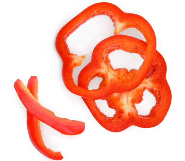 Sliced red peppers.